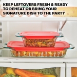 Pyrex 4-Piece Extra Large Glass Baking Dish Set With Lids and Handles, Oven and Freezer Safe - Image 3