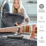 OLANLY Area Rugs for Living Room Bedroom, Machine Washable 4x5.9 Feet Soft Fluffy Shaggy Bedside Rug, Indoor Floor Carpet for Kids Girls and Boys, Dorms, Nursery Rooms, Home Decor Aesthetic, Grey - Image 8