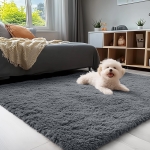 OLANLY Area Rugs for Living Room Bedroom, Machine Washable 4x5.9 Feet Soft Fluffy Shaggy Bedside Rug, Indoor Floor Carpet for Kids Girls and Boys, Dorms, Nursery Rooms, Home Decor Aesthetic, Grey - Image 7