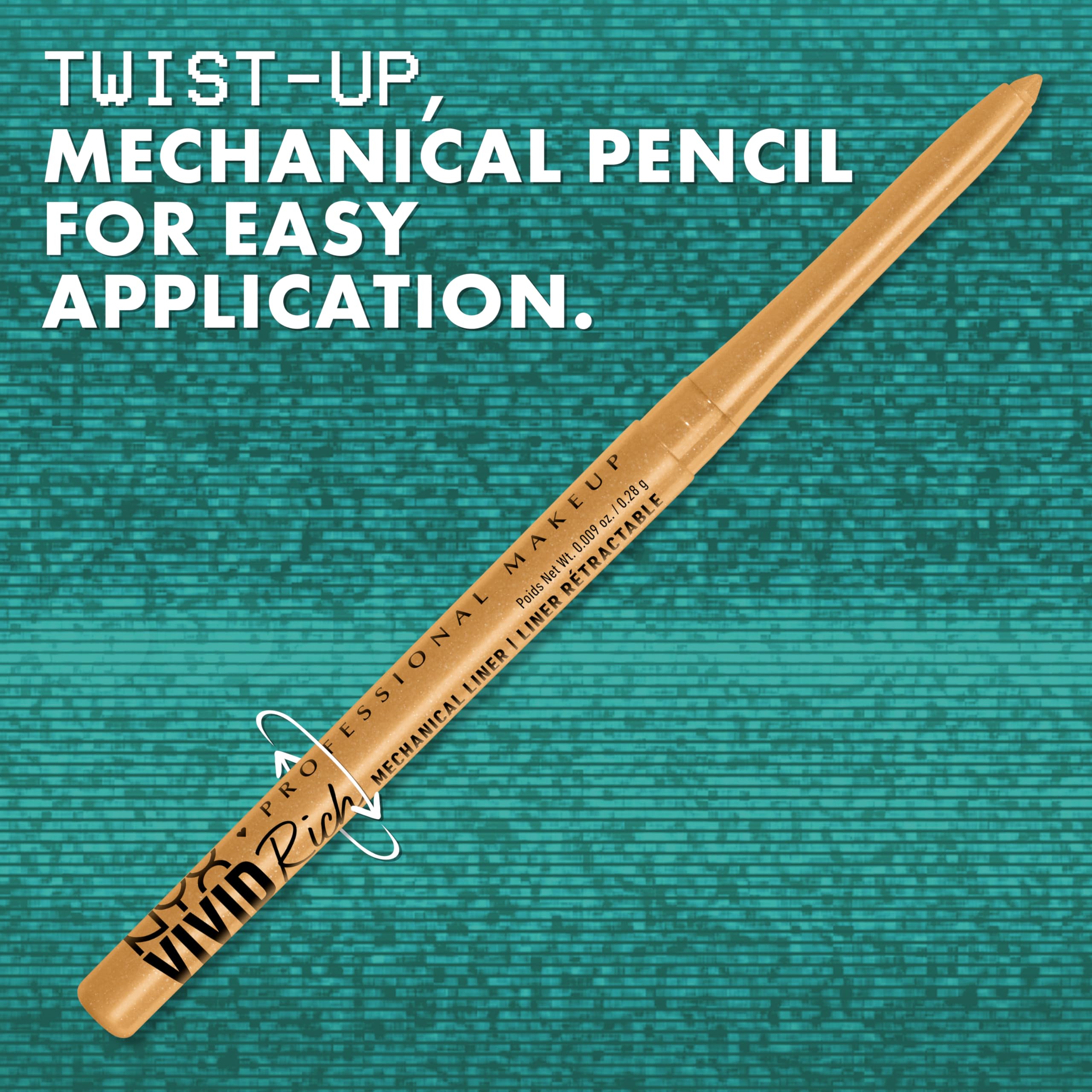 Version 1.0.0 NYX PROFESSIONAL MAKEUP Mechanical Eye Pencil,Vivid Rich Mechanical, Creamy Retractable Eyeliner - Always Onyx, Black Eyeliner - Image 1