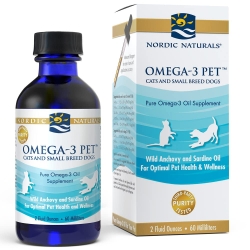 Omega-3 Pet, Unflavored - 2 oz - 304 mg Omega-3 Per One mL - Fish Oil for Small Dogs & Cats