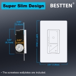 BESTTEN 10 Pack Super Slim Digital Dimmer with Air Gap Power Cut Off Switch, Single Pole or 3 Way Dimmable Light Dimmer Switch, 3 Button Control, Screwless Wallplate Included, ETL Listed, White - Image 7
