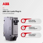 ABB THQL1115 15A SP Circuit Breaker • Q Line Plug-in Circuit Breaker • 15A 1P 10ka 240V • Pole, Compact, Thermal-Magnetic, Plug in - Image 4