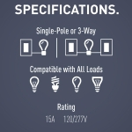 Legrand radiant TM873GCC10 15 Amp Rocker Wall Switch, 3-Way Decorator Light Switches, Graphite (1 Count) - Image 7