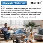 BESTTEN 10 Pack Super Slim Digital Dimmer Light Switch, Quiet Rocker, Max 300W LED, CFL, 600W Halogen, Single Pole or 3 Way Dimmable Switch, Screwless Wallplate Included, ETL Listed, White - Image 4